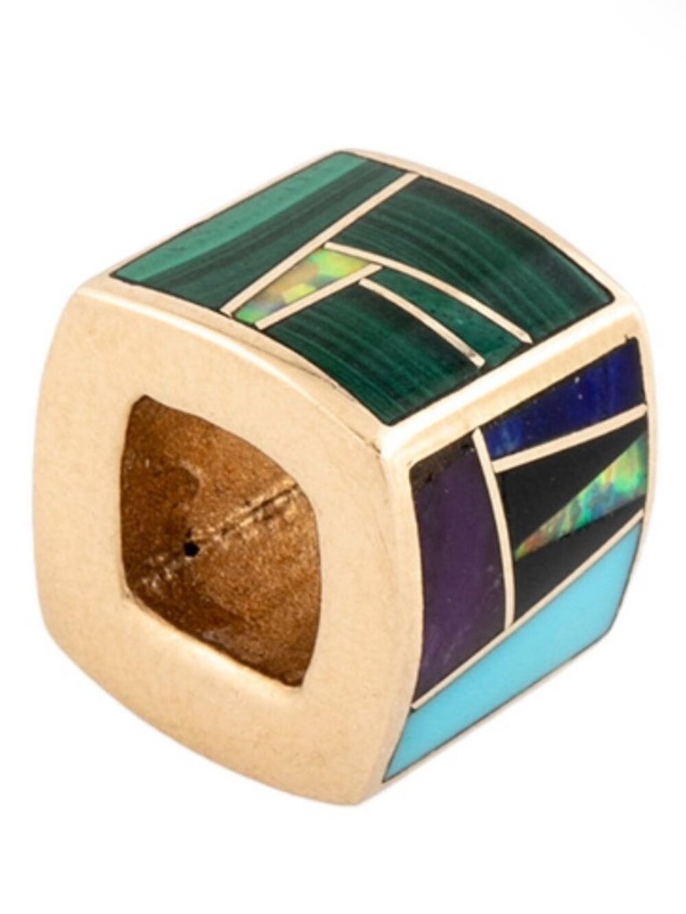 VINTAGE 16K YELLOW GOLD MULTI-STONE INLAY CHARM